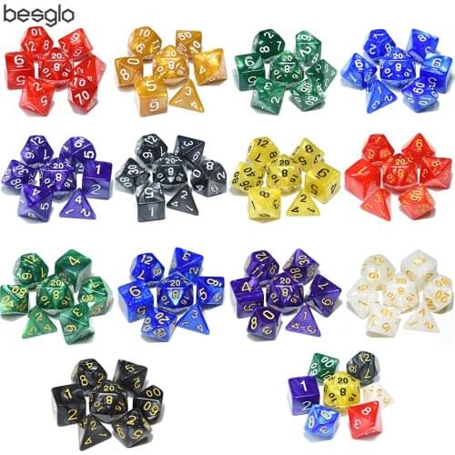 7pcs/set Polyhedral Dice Pearlized Effect for RPG Board Game DnD Games D4 D6 D8 D10 D% D12 D20