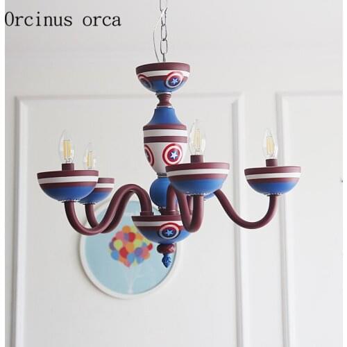 American cartoon creative shield chandelier boy bedroom childrens room lights modern LED color chandelier free shipping