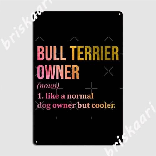 Bull Terrier Dog Funny In Watercolor Metal Signs Club Home Garage Club Funny Garage Decoration Tin sign Posters