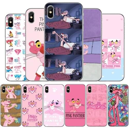 Cute pink Panther holster Cover Soft Silicone Phone Case For iPhone 5 5S 6 6plus 7 8 plus X XR XS Max 11 PRO Max SE 2020