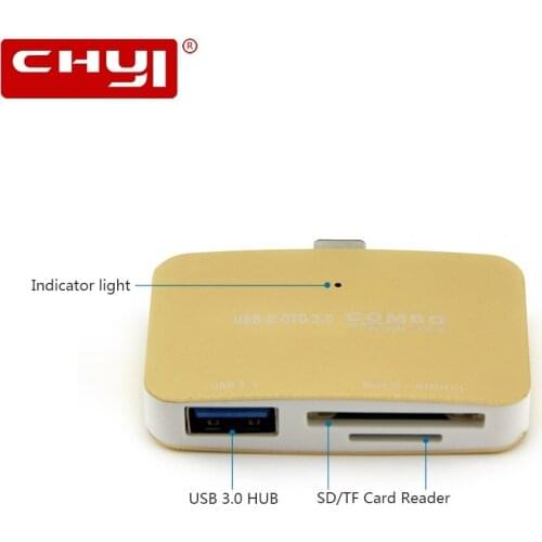 CHYI 3 In 1 USB 3.1 Type C HUB OTG USB3.0 HUB With TF SD Card Reader USB-C USB Splitter Adapter For Computer Laptop Accessories