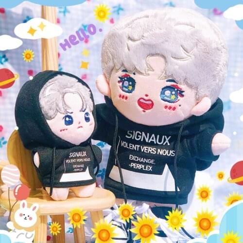 Cosmile Cai Xukun star Plush Doll Toys with Black Hoodie Clothes Costume Outfit Suit Cosplay C