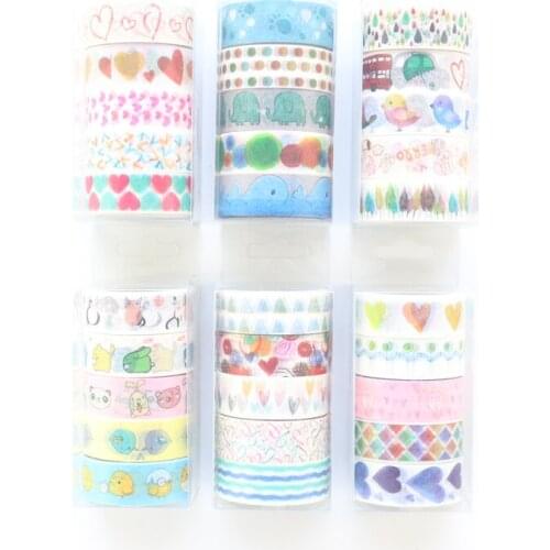 Domikee cute Japanese cartoon decoration maksing tapes for diary planner notebook,kawaii masking tape for DIY craft,15mm*5m,4pcs