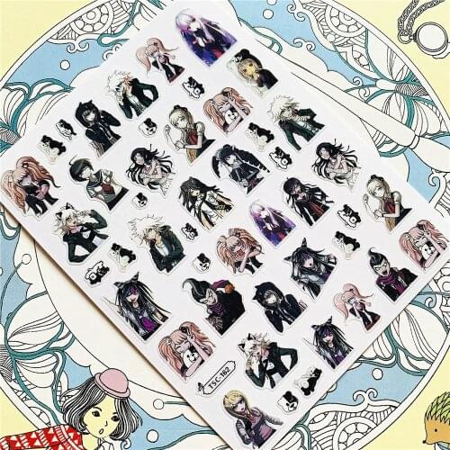TSC-162 Girl hugging black and white bear 3D Back glue Nail Art Stickers Decals Sliders Nail ornament decoration