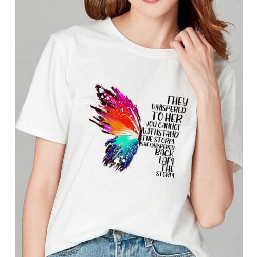 Beautiful butterfly Print T Shirt Women Harajuku Tshirt aesthetics Graphic Summer Tees Female Clothing Short sleeve T-shirt Tops