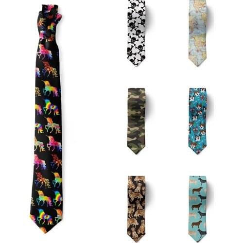 New Mens Animal Skull Print Tie Polyester Slim Fit Daily Wear Shirt Suit Accessories Casual Business Wedding Party Neckties