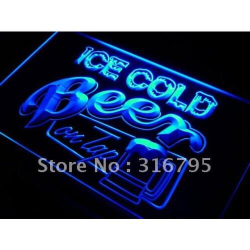 I912 Ice Cold Beer on Tap Bar LED Neon Light Light Signs On/Off Switch 20+ Colors 5 Sizes
