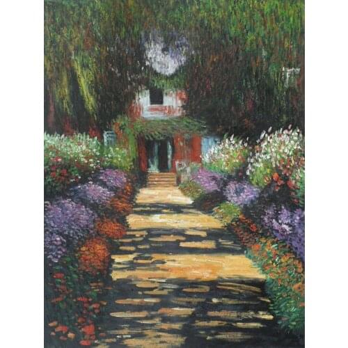 Monets Garden Path at Giverny Claude Monet Reproduction Oil Paintings for Living Room Wall Decoration Canvas Art
