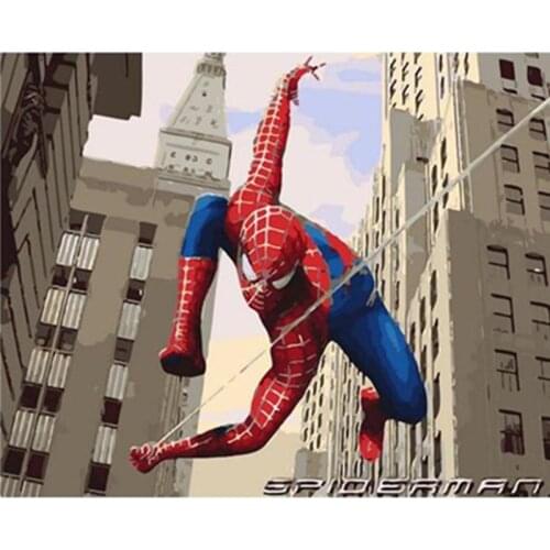 Painting By Numbers DIY Dropshipping 40x50 50x65cm Leaping Spider Mask Man Figure Canvas Wedding Decoration Art picture Gift