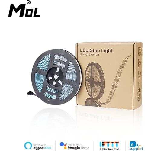 EWeLink smart home RGB ribbon LED strip light automation waterproof 5M WiFi Flexible RGB strip light work with Alexa Google Home