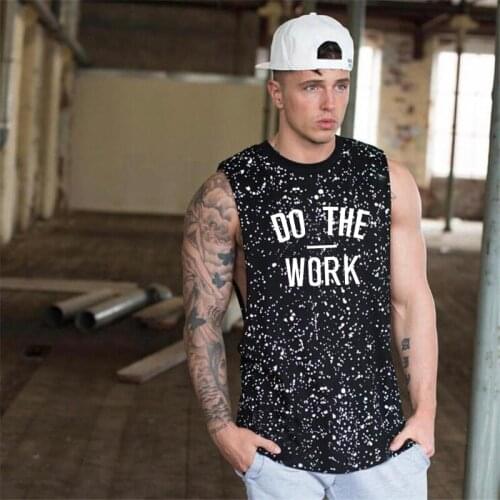 Summer Running Vest Mens Fitness Tank Tops Gym Bodybuiding Clothing Low Cut Side Arm Holes 100% Cotton Sportswear