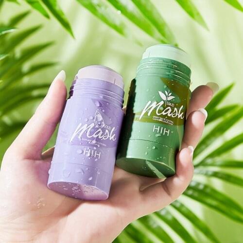 Green Tea Mud Mask Oil Control Eggplant Acne Clearing Solid Mask Cleansing Mask Moisturizing Blackhead Fine Pores Care Face 40g