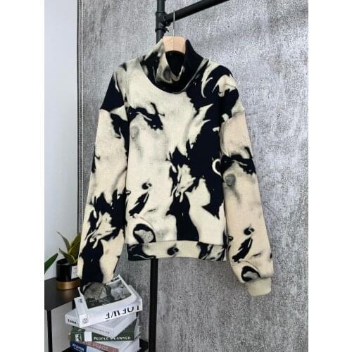 Fashion 2021 new ladies long-sleeved sexy casual tie-dye splash ink sweater 0111