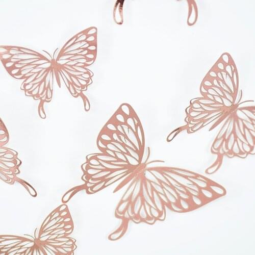 12pcs Butterfly Wall Stickers 3D Hollow Paper Beautiful Butterfly for Kids Room Wall Decals Home Decoration DIY Stickers Fridge