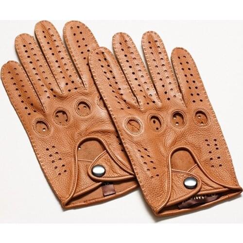 High Quality 2019 New Hot Sale Men Genuine Leather Gloves Goatskin Gloves Fashion Men Breathable Driving Gloves For Male Mittens