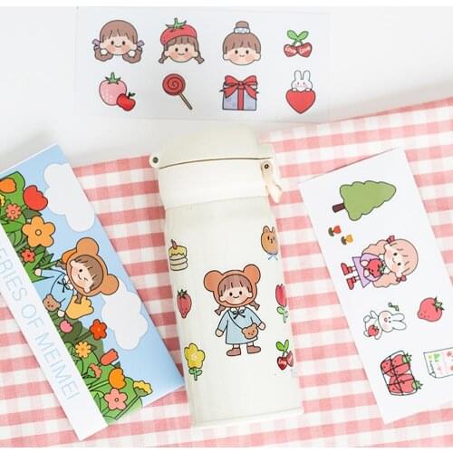 PVC Cartoon Girlish Bottle Waterproof Decoration Stickers DIY Cute Kawaii Thermos Cup Mugs Stickers Phone Laptop Album Stickers