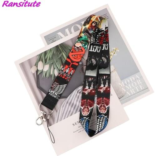 Ransitute R1823 Anime Attacking Giant Cool Cartoon Lanyard Badge ID Lanyards Phone Rope Key Lanyard Neck Straps Accessories