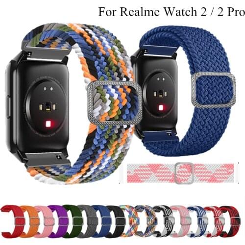 Nylon Strap For Realme Watch 2/2 Pro Bracelet with Adjustable Buckle Elastic Braided Sport Watchbands For Realme Watch S Pro
