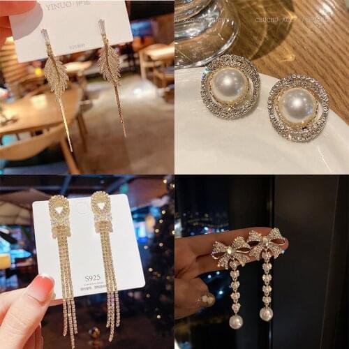 XIYANIKE Rhinestone Geometric Dangle Earrings For Women Alloy Multi-style Drop Earrings 2021 New Fashion Party Gift Jewelry