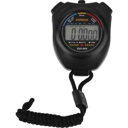 1pc Sports Stopwatch Professional Handheld Digital LCD Sports Stopwatch Professional Chronograph Counter Timer with Strap
