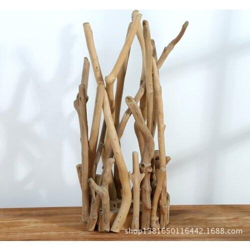 Glass Vase Tube Shape Clear Flower Bottle with Wooden Shelf Wood Stand Hydroponic Glass Container Home Decoration Ornament MJ