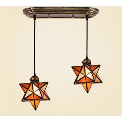 Light Mediterranean pendant light industrial wind creative dining room lights simple aisle Bar Glass Star led pendant lamp DF45