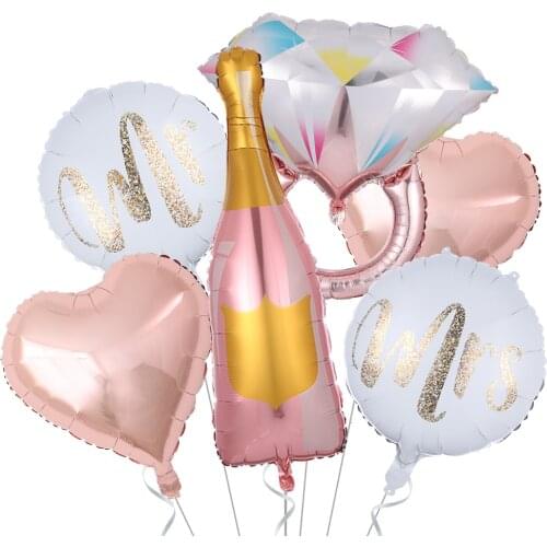 Bachelorette Party Decorations Miss to Mrs Diamond Ring Foil Balloons Set Rose Gold Wedding Saint Valentines Day Party Supplies