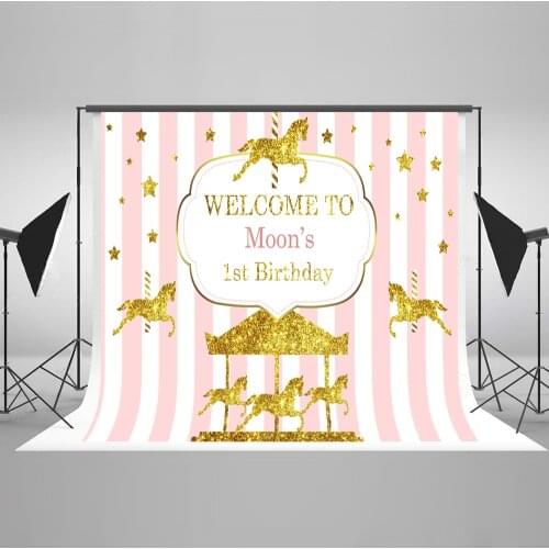 VinylBDS Unicorn 1st Birthday Photo Backdrop Twinkle Twinkle Little Star Pink Backgrounds For Photo Studio Princess Backdrop