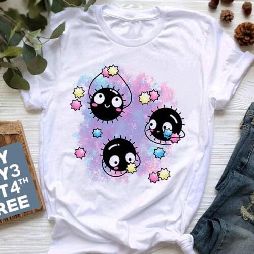 Women Ullzang Funny Ghibli Japanese Kawaii Grunge Tumblr T-shirt Totoro Studio T Shirt Harajuku Kawaii Vintage Tops Tee Female