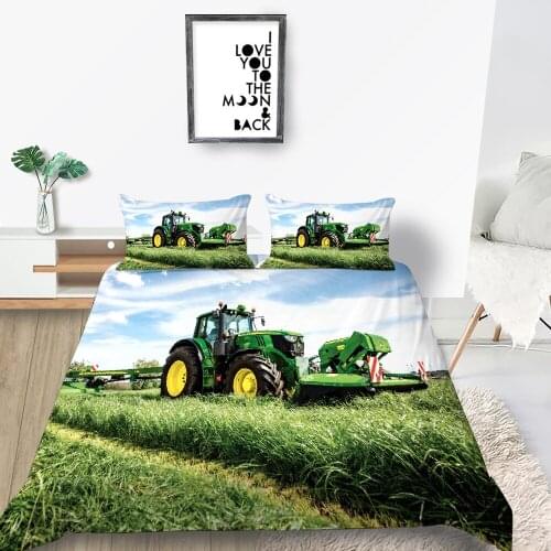 Green Tractor Bedding Set King Size Cool Fashion Duvet Cover Queen Twin Full Double Single Hot Sale Bed Set 3D Print