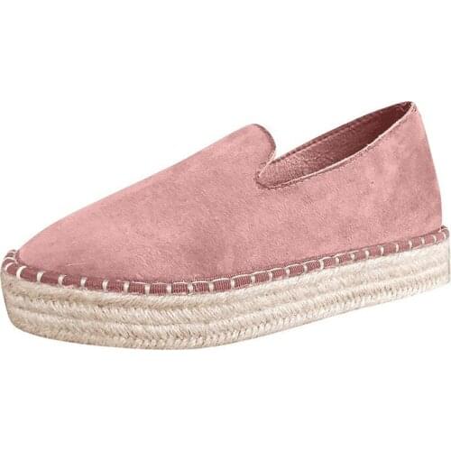 2021 New Women Espadrilles Shoes Loafers Suedes Platform Thick Bottom Fisherman Shoes Solid Round Toe Slip on Breathable Casual