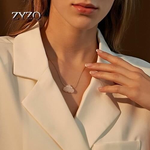 ZYZQ Korean Cloud Necklace For Women Simple Cartoon Resin White Cloud Necklace Clavicle Chain Birthday Gift Accessories