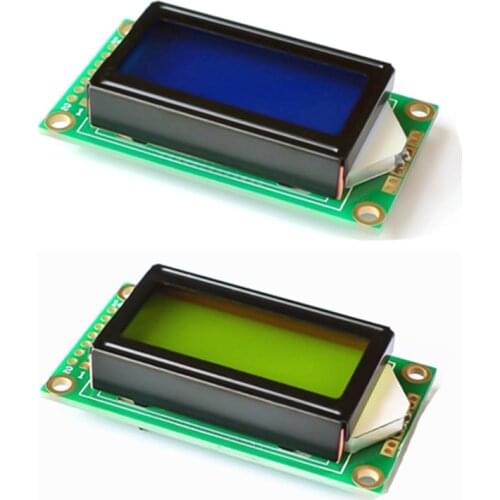 8 x 2 LCD Module 0802 Character Display Screen blue/yellow green