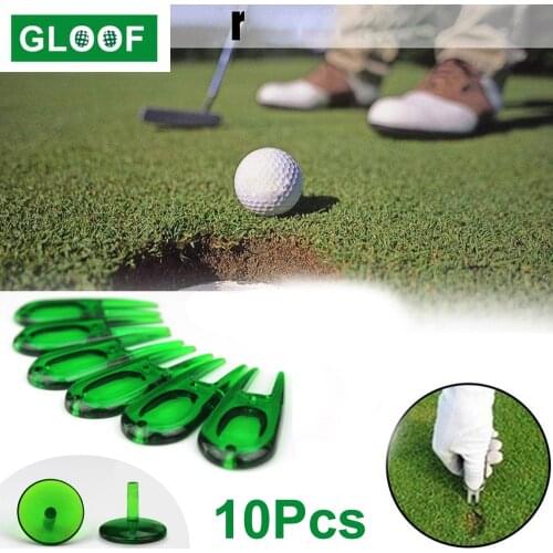 10Pcs/Set Golf Divot Tool Golf Ball Tool Marker Pitch Groove Cleaner Golf Putting Fork Pitchfork Golf Accessories ABS Plastic