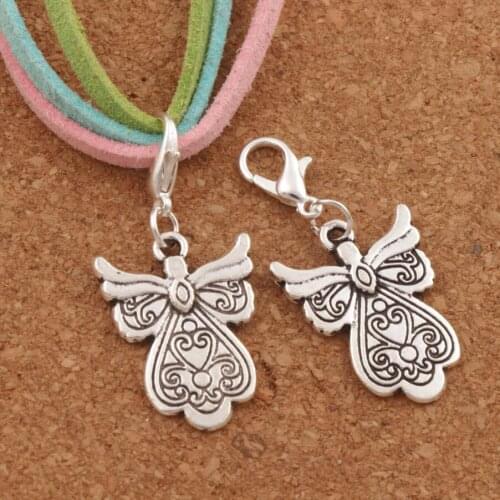 18PCS Zinc Alloy Heart Guardian Angel Clasp European Lobster Trigger Clip On Charm Beads C209 37.4x18.1mm