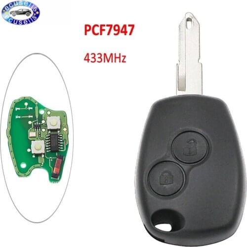 2 Buttons Remote Control Key Fob 433MHz for Renault With PCF7947 Chip NE72 Blade