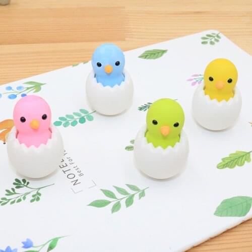 2pc Kawaii Eggshell Chick Eraser Student Creative Novelty Kids Stationery Pencil Eraser Promotion Office School Supplies