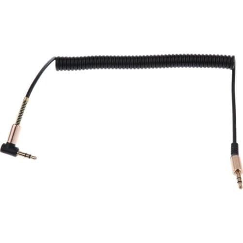 2Pcs Coiled 3.5mm Male to Male Stereo Audio Cable Wire Headphone Extension Cable Black+Red