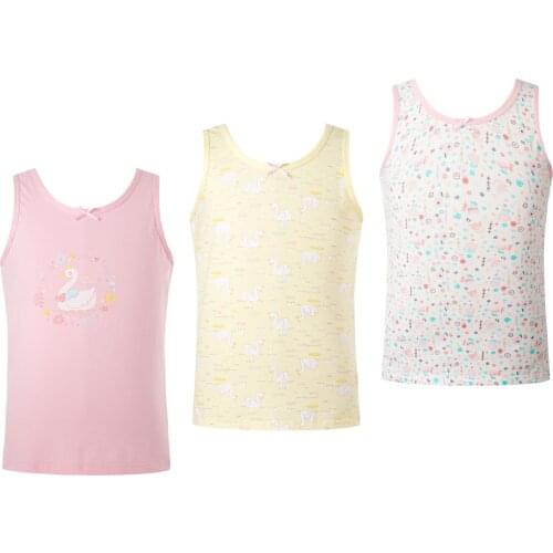 3Pcs Girls Tank Top Kids Underwear Sleeveless Cute Cartoon Printed Vest Baby Girl Undershirt Summer Cotton Tops Clothes 2-10Y