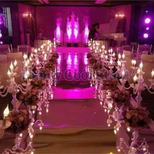 75cm Tall 5-arms Crystal candelabras Wedding Centerpiece aisle road lead Event props