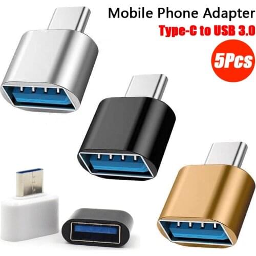 5Pcs/Pack USB C OTG Adapter Fast Male Type C to Female USB 3.0 Mobile Phone Adapter For MacbookAir Huawei Xiaomi Cable Connector
