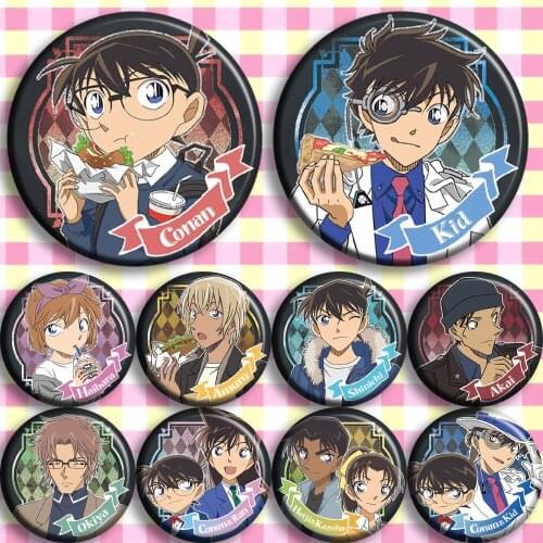 Anime Badges Detective Conan Case Closed Kaitou Kiddo 58mm acrylic brooch pin