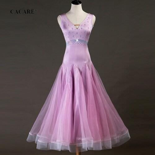 Ballroom Waltz Dress Dance Competition Dresses Standard Dancing Wear Costume Latina Customize D0549 Big Sheer Hem Rhinestones