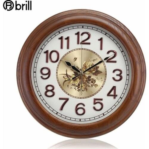 Large Wall Clock Retro Solid Wood Clock Mechanism Bedroom Silent Living Room Clocks Wall Home Decor Living Room Vintage Horloge