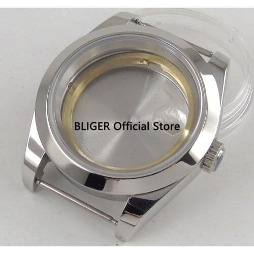 Solid 40mm Polished Sapphire Glass Stainless Steel Watch Case Fit For ETA 2836 MIYOTA 8215 8205 Automatic Movement C54A