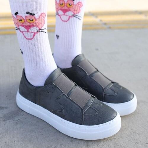 Chekich Womens & Mens Shoes Anthracite Color Artificial Leather Elastic Band Closure Spring Season Casual Sport Walking Running Original Vulcanized Air Breathable Lightweight Sneakers Comfortable Footwear CH033 Women