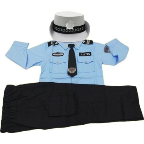 110-160cm Kids Police Officer Cosplay Costume Carnival Party Fancy Clothing Set Childrens Day Wear Girls Policewoman Uniform