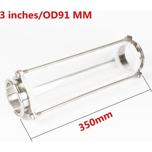 304 Stainless Steel 3 inches/OD91 Tri Clamp Clover Sanitay Flow Sight Glass Diopter with longer size