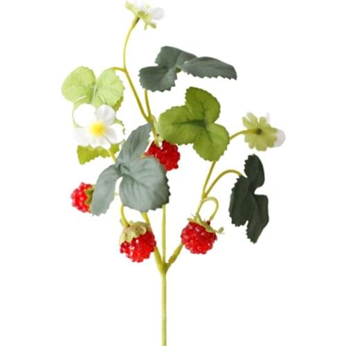 French Frambuesa Artificial Fake Strawberry Fruit Plant Flower Branch Bouquet Wedding Home Decor