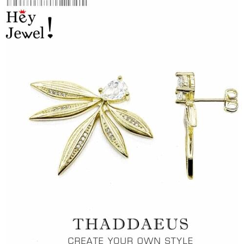 Exquisite Ear Studs Gold Plated Leaves,2020 Summer Earrings Intricate Gift Nature Style 925 Sterling Silver Jewerly For Women